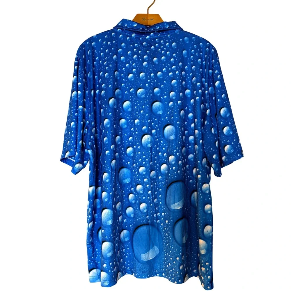 Obnoxious Golf Men XL Blue Water Drop Print Polo Shirt The OG of‎ Loud Golf